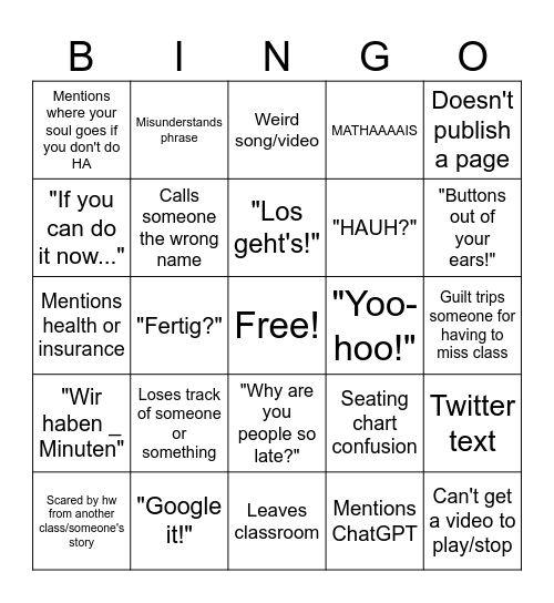 Frau Knoy Bingo 3 Bingo Card
