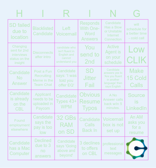 Connexus Bingo Card
