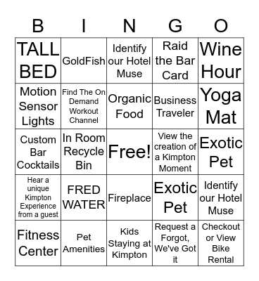 Hotel Monaco Salt Lake City Bingo Card