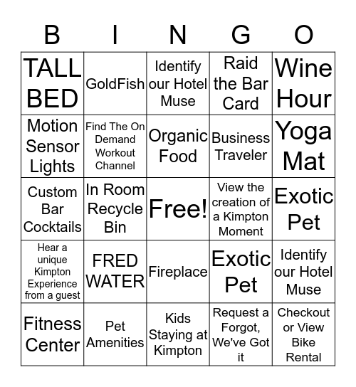 Hotel Monaco Salt Lake City Bingo Card