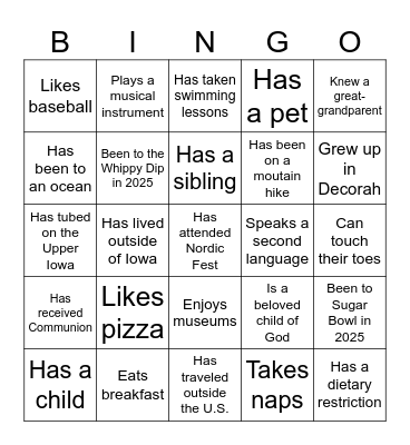 First Lutheran People Bingo Card