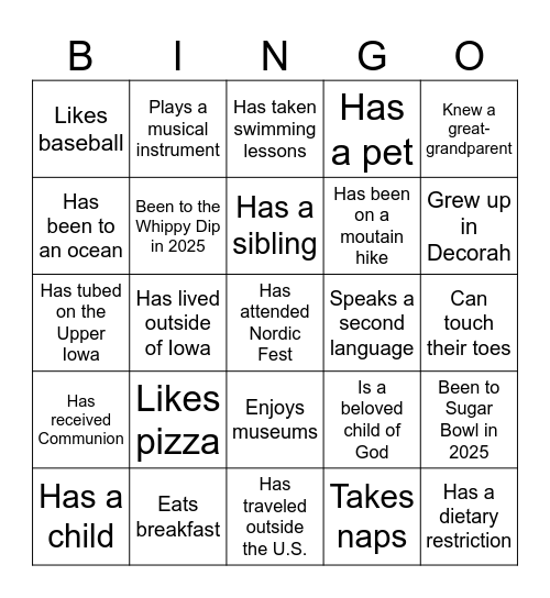 First Lutheran People Bingo Card