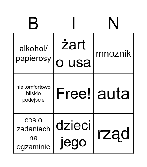 baszynski Bingo Card