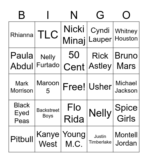 Public Venue Bingo Card