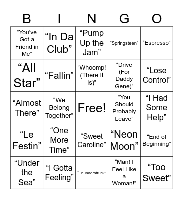 Cross County Post Prom Bingo Card