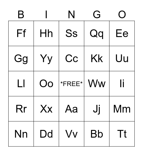 Alphabet Bingo Card