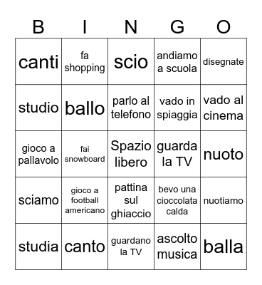 Cosa fai? Bingo Card