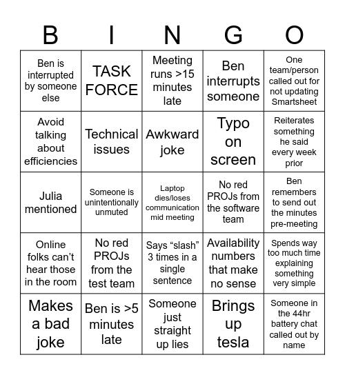 NPI/Systems Bingo :) Bingo Card