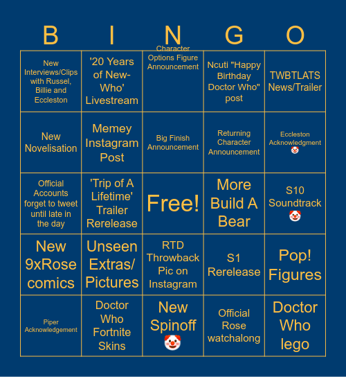 20th Anniversary 🤡 Bingo Card