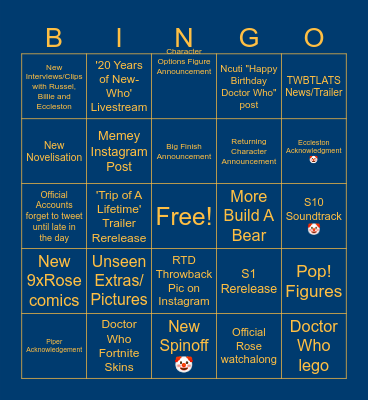 20th Anniversary 🤡 Bingo Card
