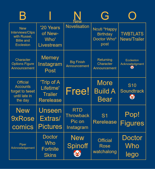 20th Anniversary 🤡 Bingo Card