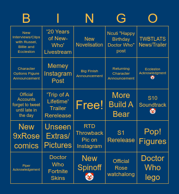 20th Anniversary 🤡 Bingo Card