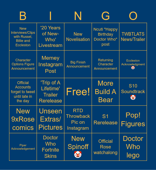 20th Anniversary 🤡 Bingo Card