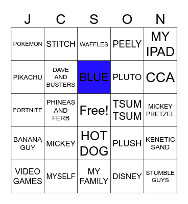 JACKSON BINGO Card
