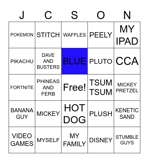 JACKSON BINGO Card