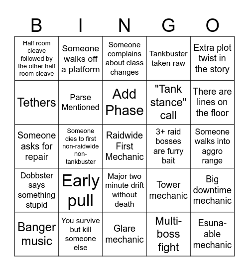 M5-M8 Normal Raid Bingo Card