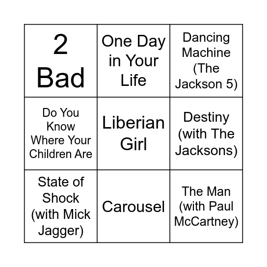 Game Two Bingo Card