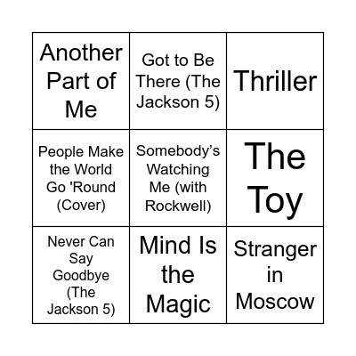 Game Three Bingo Card