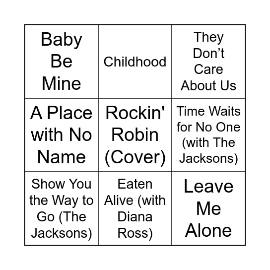 Game Four Bingo Card