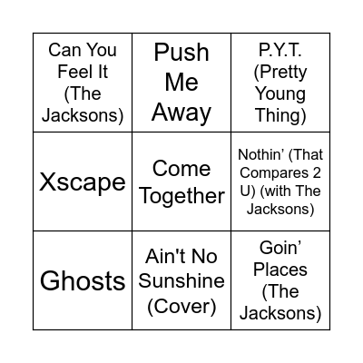 Game Five Bingo Card