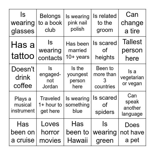 Which Guest.... Bingo Card