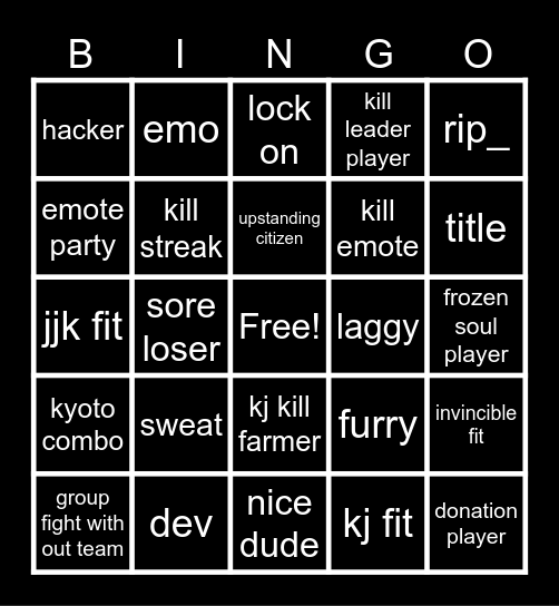 tsb Bingo Card