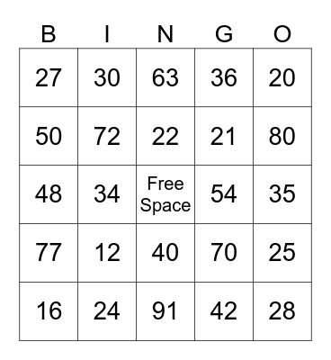 Long Division without Remainders Bingo Card