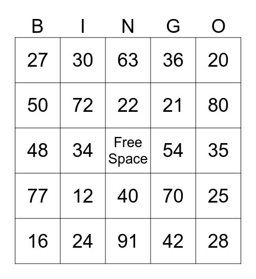 Long Division without Remainders Bingo Card
