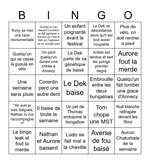 Bingo d'Annecy Bingo Card