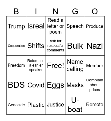 Co-op Bingo Card