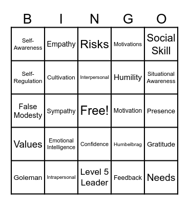 Social Skill Bingo Card