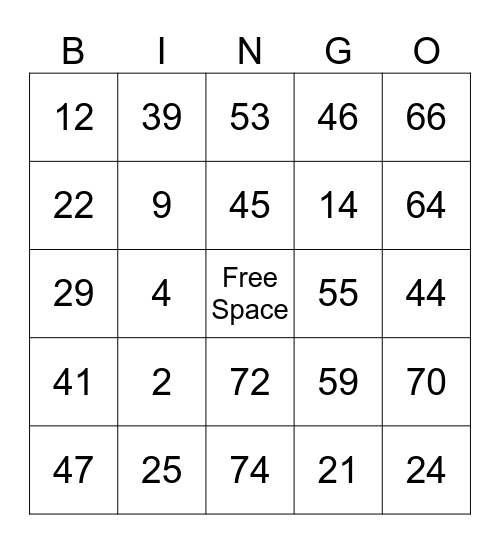 Bingo Card #2 Bingo Card