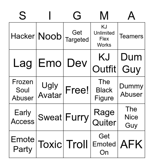 TSB Bingo! Bingo Card