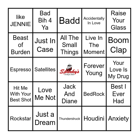 Spanky's Music Bingo 3/25/25 Bingo Card
