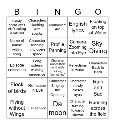 Anime Openings V3 Bingo Card
