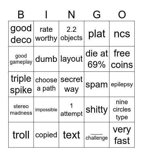 recent tab Bingo Card