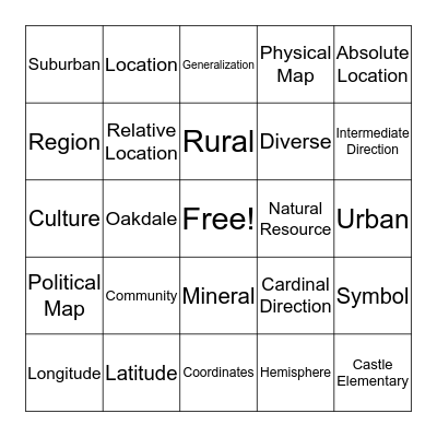 Community Bingo  Bingo Card