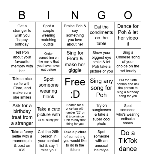 happy birthday hubby Bingo Card