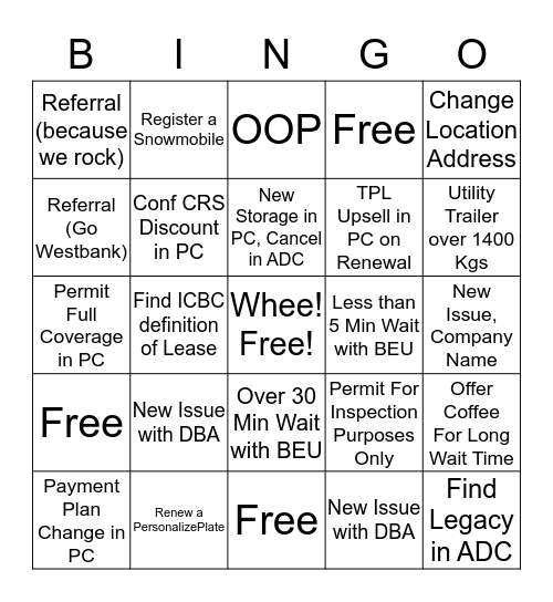 PC Bingo Card