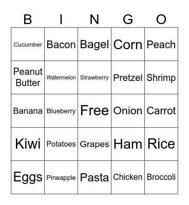 Chompin' on Food BINGO Card