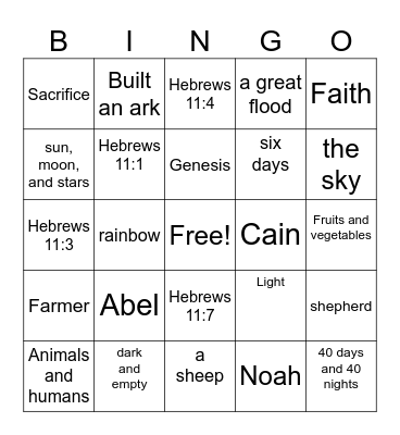 Heroes of Faith Bingo Card
