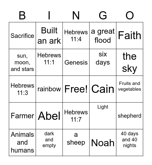 Heroes of Faith Bingo Card