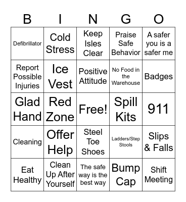 WAREHOUSE SAFETY Bingo Card