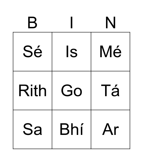 Biongó Bingo Card