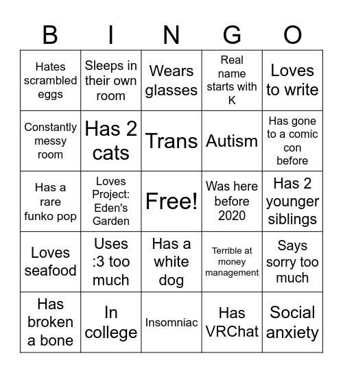 Kuwata's Bingo!! Bingo Card