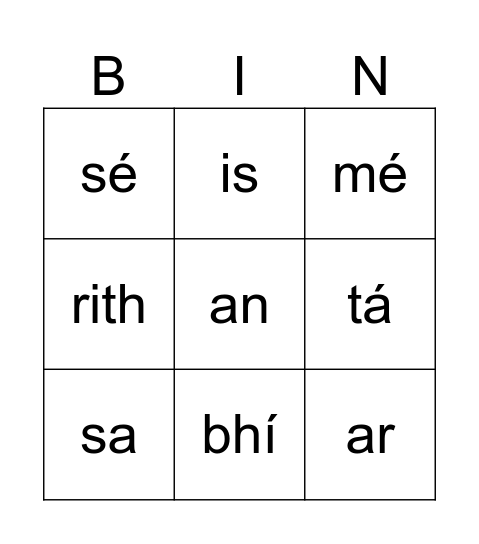 Biongó Bingo Card