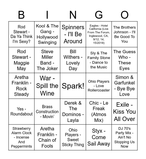 Sparky's 70th B Day pt1 Bingo Card