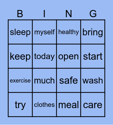 Grade 1 Bingo Card