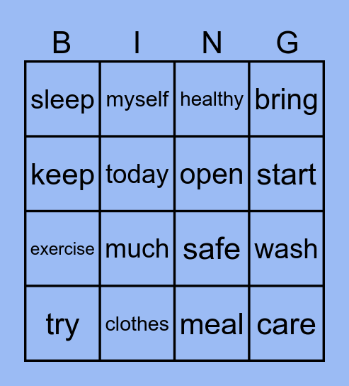 Grade 1 Bingo Card