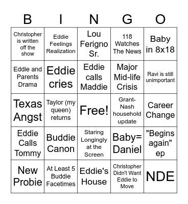 Season 8b Bingo Card